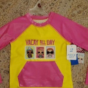 L.O.L. SURPRISE (NWT) Girl's 2 Piece Swim/Rash guard Set Size: 6x